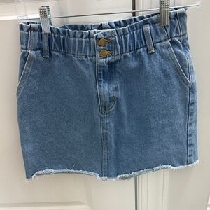 Hayden Girls Denim Mini Skirt with Frayed Hem